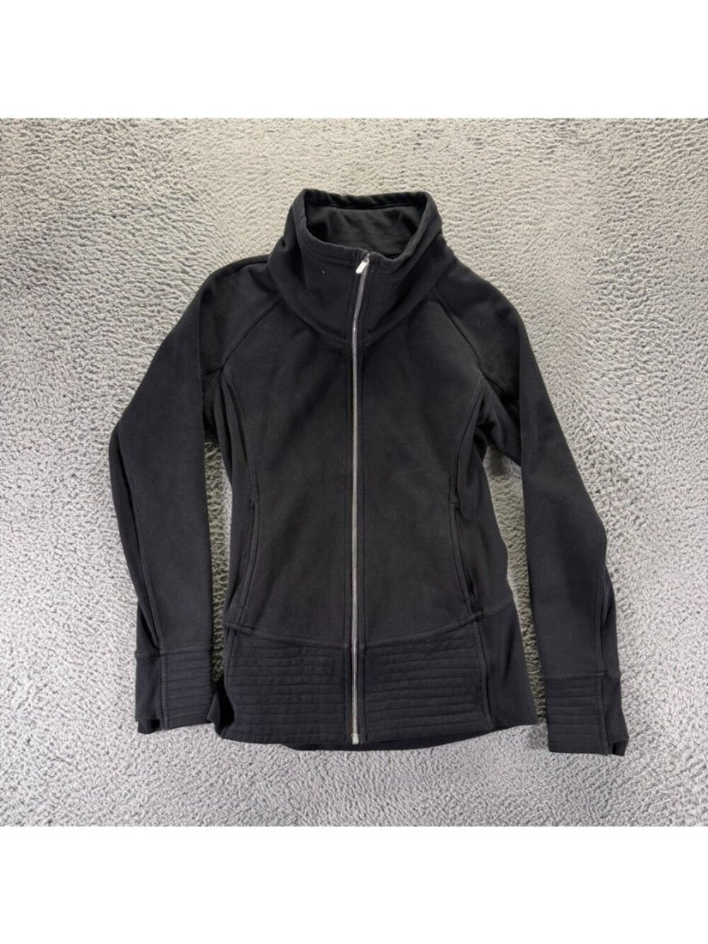 Lululemon Radiant Jacket II Women Size 10 Black High Funnel Neck Ribbed Moto - Picture 2 of 11